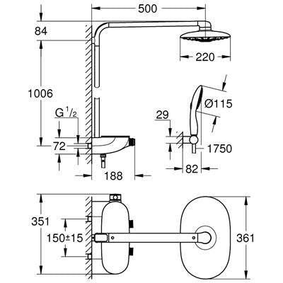 Grohe Rainshower System Smartcontrol 360 duo zuhanyrendszer