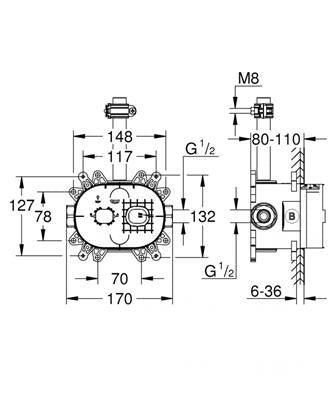 Grohe  Rainshower 360 beépítő szett fejzuhanyhoz (26264001)