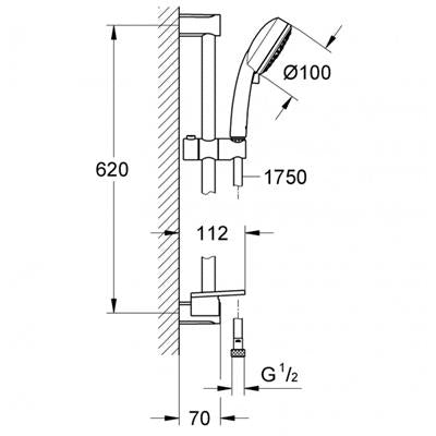 GROHE New Tempesta 100 mm 3F 600mm rudas szett