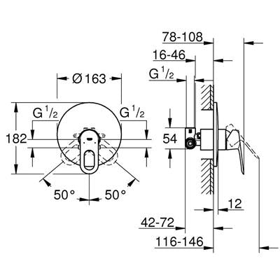 Grohe Bauloop falsík alatti zuhanycsaptelep (29080000)