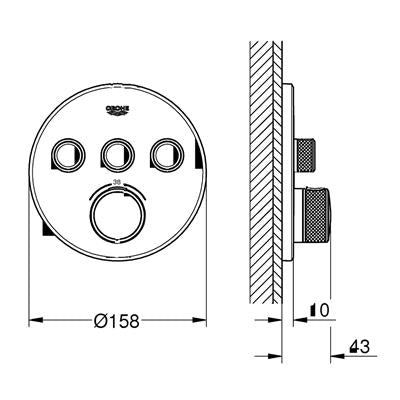 Grohe Grohtherm SmartControl termosztatikus kezelő 3 fogyasztóhoz, falsík mögötti szereléshez