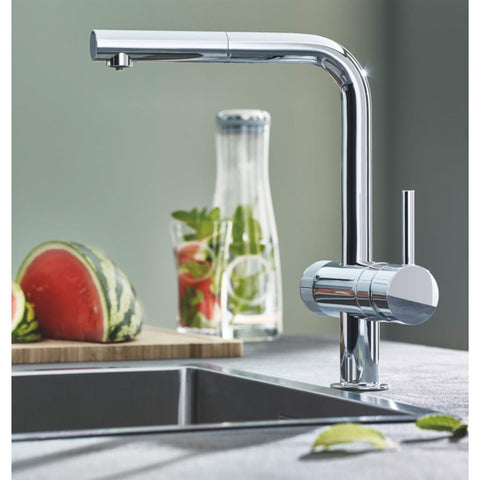 Grohe Blue Pure Minta egykaros vízszűrős kihúzhatófejes csaptelep, L-kifolyóval