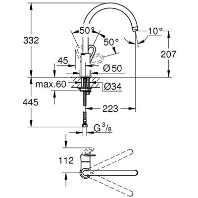 Grohe Bauloop mosogató csaptelep álló (31368000)