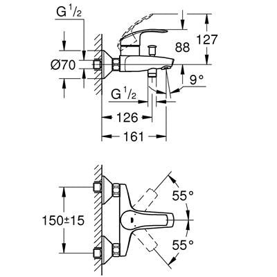 Grohe Eurosmart kád csaptelep (33300002)