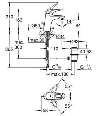 Grohe Eurostyle  mosdó csaptelep húzórudas leeresztőgarnitúrával (33558003) - kifutó