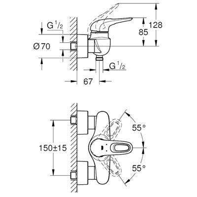 Grohe Eurostyle zuhany csaptelep szett nélkül (33590003)