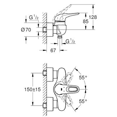 Grohe Eurostyle zuhany csaptelep fehér szett nélkül (33590LS3)