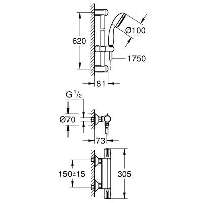 Grohe Grohtherm 800 term. zuhanycsaptelep + szett