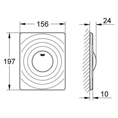 Grohe Surf nyomólap, egymennyiséges, mattkróm, álló v. fekvő (38574000)