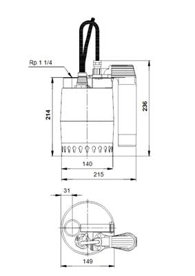 GRUNDFOS sziv. KP 250-AV1 220 V 3 m