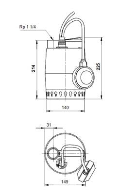 GRUNDFOS sziv. KP 250-A1 220 V 10 m