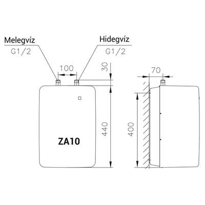 Hajdu ZA-10 elektromos forróvíztároló alsós