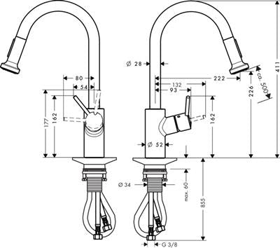 Hansgrohe Talis S2 Variarc mosogató csaptelep kihúzható kif.