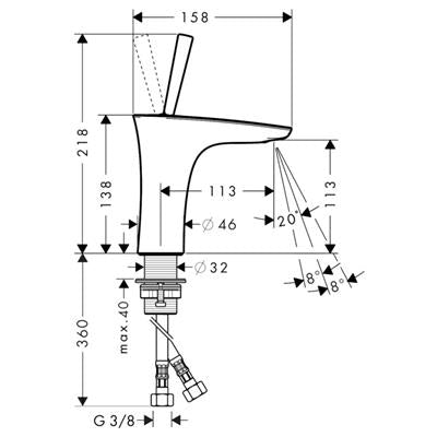 Hansgrohe PuraVida mosdó csaptelep 110 + Push-Open, króm