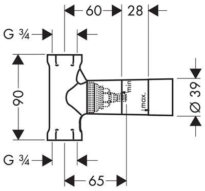 Hansgrohe elzárószelep alaptest DN20 gumibetét 130L/perc