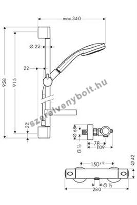 Hansgrohe Croma 100 Multi kézizuhany+Ecostat 1001SL 90 szett