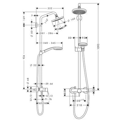 Hansgrohe Croma 100 Showerpipe egykaros