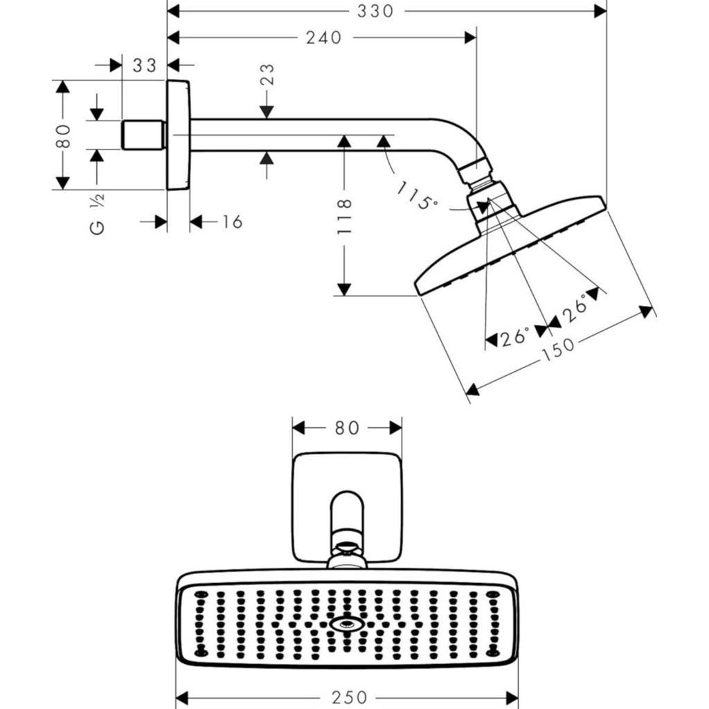 Hansgrohe Raindance E 240 Air 1jet fejzuhany kar:240 mm