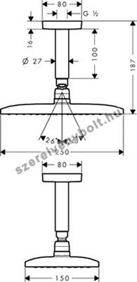 Hansgrohe Raindance E 240 1jet fejzuhany mennyezeti csatlak.