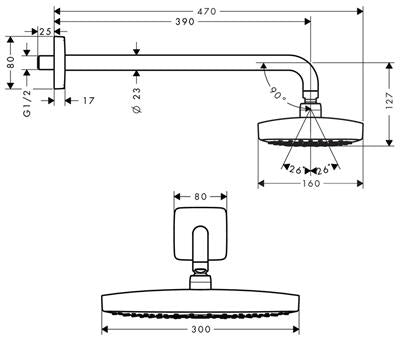 Hansgrohe Raindance Select E 300 2jet fejzuhany+kar fehér/kr