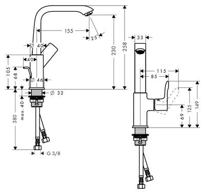Hansgrohe Metris mosdó csaptelep 230 mm kifolyó