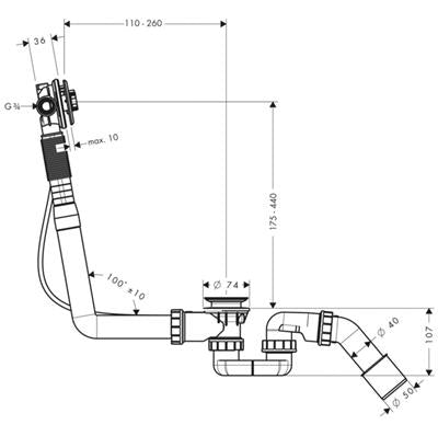 Hansgrohe Exafill S alaptest 520 mm bowden