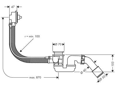 Hansgrohe Flexaplus alaptest 780 mm bowden
