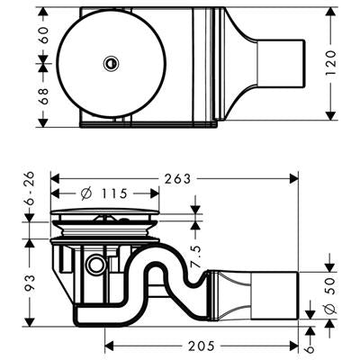 Hansgrohe Raindrain '90 XXL zuhanyszifon komplett készlet