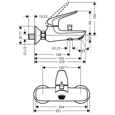 Hansgrohe Novus kád csaptelep