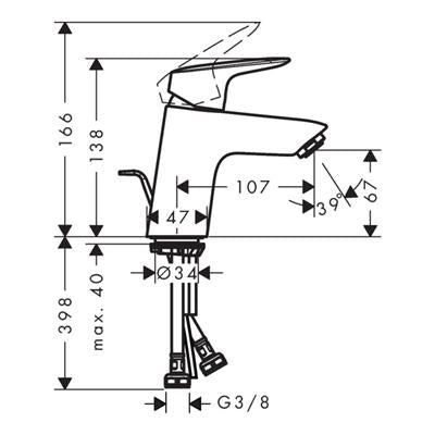 Hansgrohe Logis mosdó csaptelep 70 mm automata lefolyó-garnitúrával ( 71070000 )