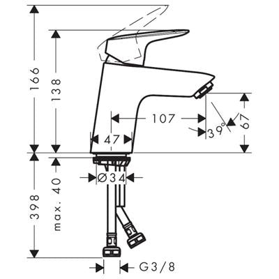 Hansgrohe Logis mosdó csaptelep 70 mm lefolyó garnitúra nélkül ( 71071000 )