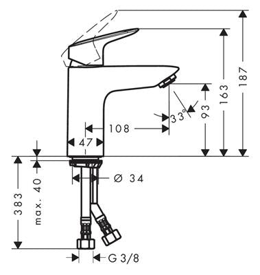 Hansgrohe Logis mosdó csaptelep 100 mm leeresztő nélkül (71101000)