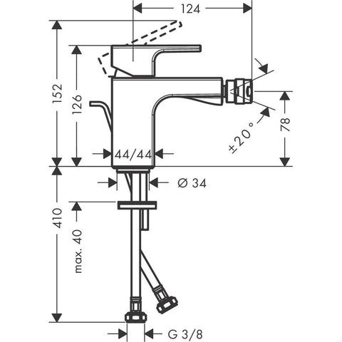 Hansgrohe Vernis Shape egykaros bidécsaptelep automata lefolyógarnitúrával