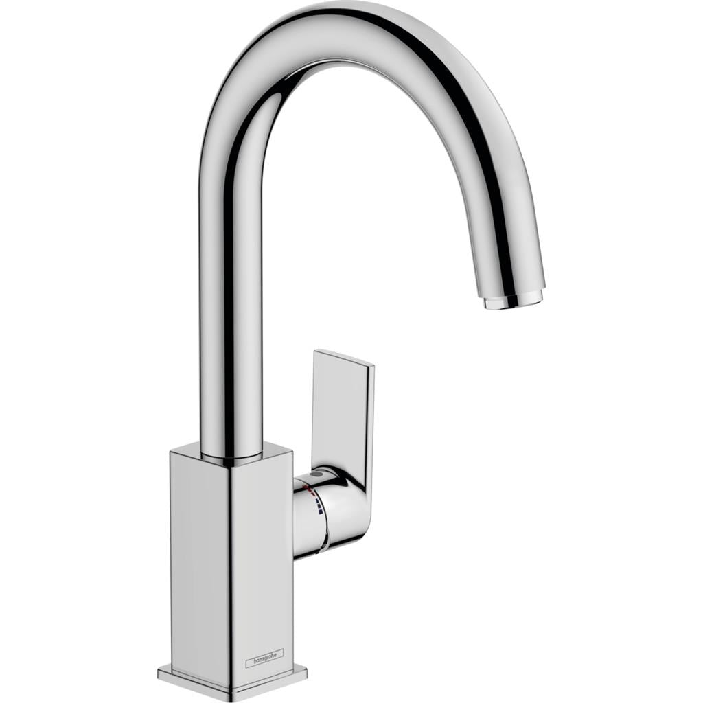 Hansgrohe Vernis Shape Egykaros mosdócsaptelep elforgatható kifolyó, automata lefolyógarnitúra, króm