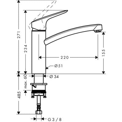 Hansgrohe Logis mosogató csaptelep egykaros 160 (71832000)