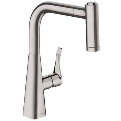 Hansgrohe Metris M71 konyhai csaptelep 220 kihúzható kifolyó (M7116), rm. acél hatású