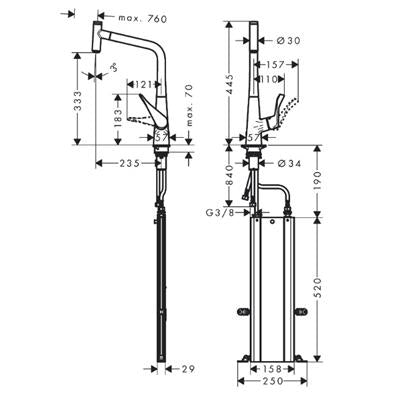 Hansgrohe Metris Select M71 ECO konyhai csaptelep 320 (M7115), króm