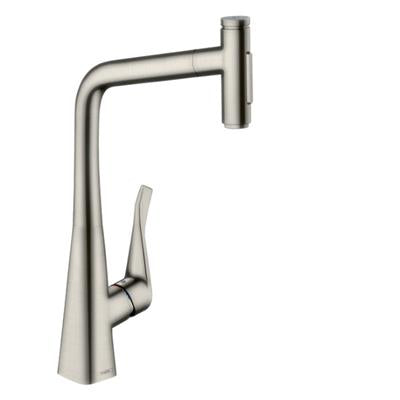 Hansgrohe Metris Select M71 konyhai csaptelep 320 kihúzható kifolyó (M7117), rm. acél hatású
