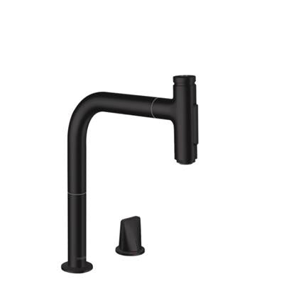 Hansgrohe Metris Select M71 2-lyukú konyhai csaptelep 200 kihúzható kifolyó (M7120), matt fekete