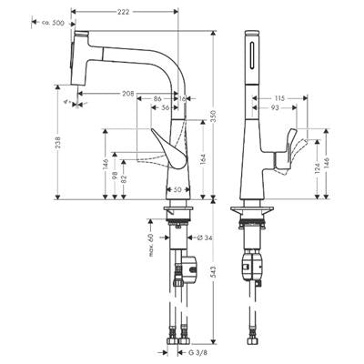 Hansgrohe Metris Select M71 konyhai csaptelep 240 2jet, kihúzható kifolyó, króm