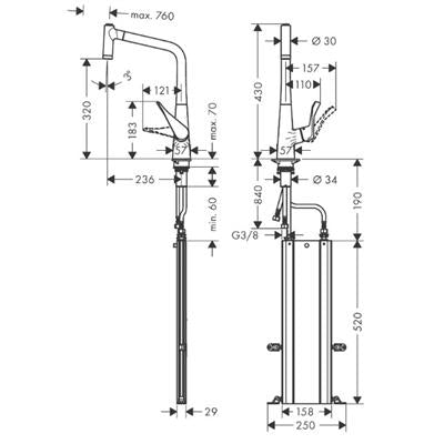 Hansgrohe Metris M71 ECO konyhai csaptelep 320 (M7116), króm
