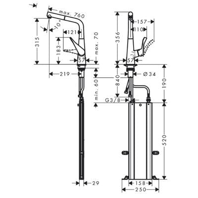 Hansgrohe Metris M71 ECO konyhai csaptelep 320 (M7114), króm