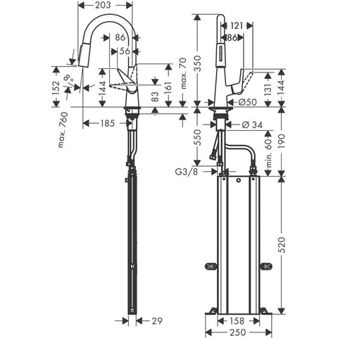 Hansgrohe Talis M51 konyhai csaptelep 160 kihúzható kifolyó (M5116-H160), króm