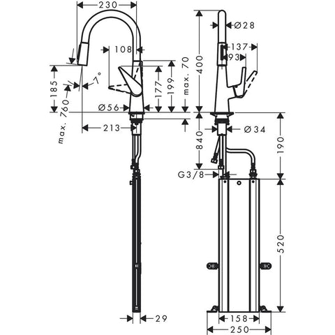 Hansgrohe Talis M51 konyhai csaptelep 200 kihúzható kifolyó (M5116-H200), rm. acél hatású