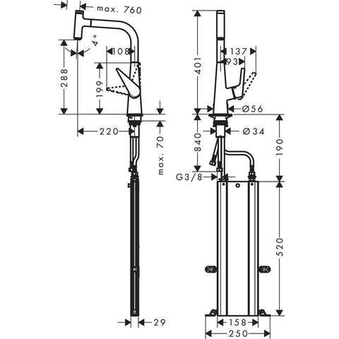 Hansgrohe Talis Select M51 konyhai csaptelep 300 kihúzható kifolyó (M5115), rm. acél hatású