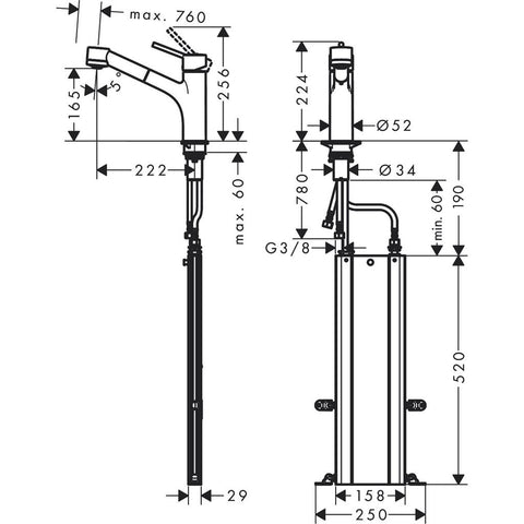 Hansgrohe Talis M52 konyhai csaptelep 170 kihúzható kifolyó (M5216), króm