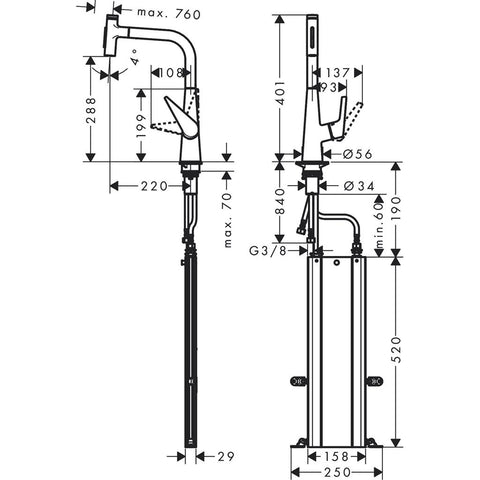 Hansgrohe Talis Select M51 konyhai csaptelep 300 kihúzható kifolyó (M5117), króm