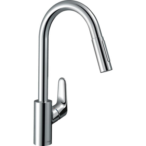 Hansgrohe Focus M41 konyhai csaptelep 240 kihúzható kifolyó (M4116), rm. acél hatású