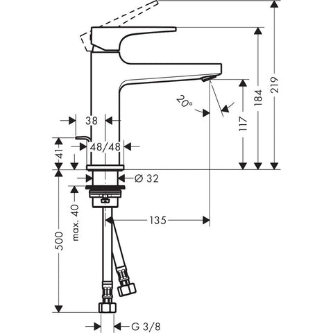 Hansgrohe Metropol mosdócsaptelep loop fogantyúval 110 automata lefolyóval