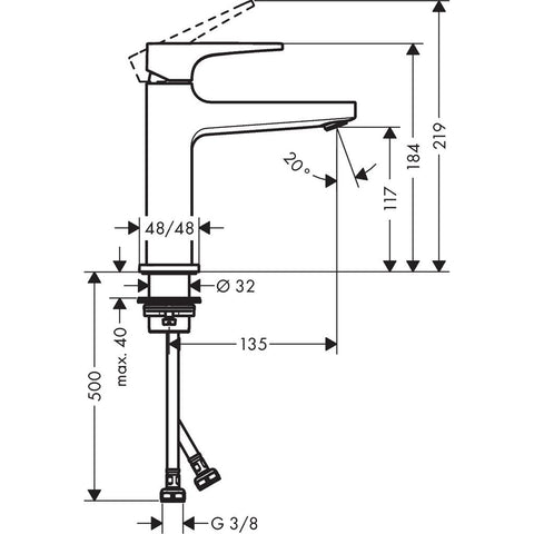 Hansgrohe Metropol mosdócsaptelep loop fogantyúval 110 Push-Open lefolyóval